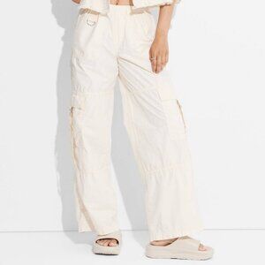 Women's Mid-Rise Wide Leg Cargo Pants - Wild Fable™ Off-White